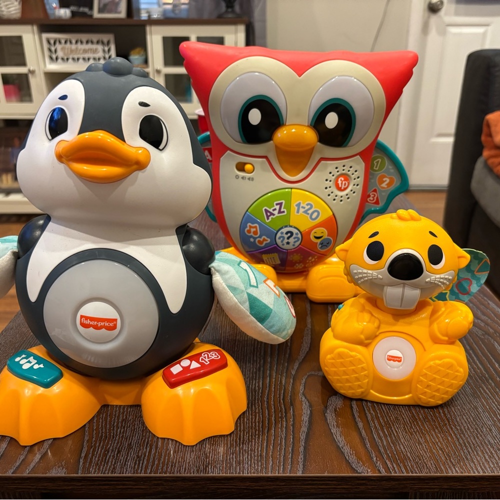 Fisher-Price Penguin, Owl, and Beaver Toy Set
